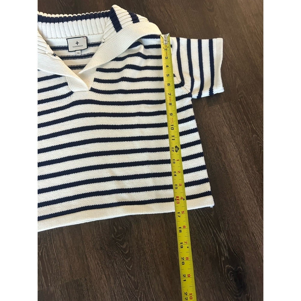 TUCKERNUCK Ivory Navy Stripe Claire Sweater Sz XS NEW Preppy Nautical July 4th - Picture 5 of 7